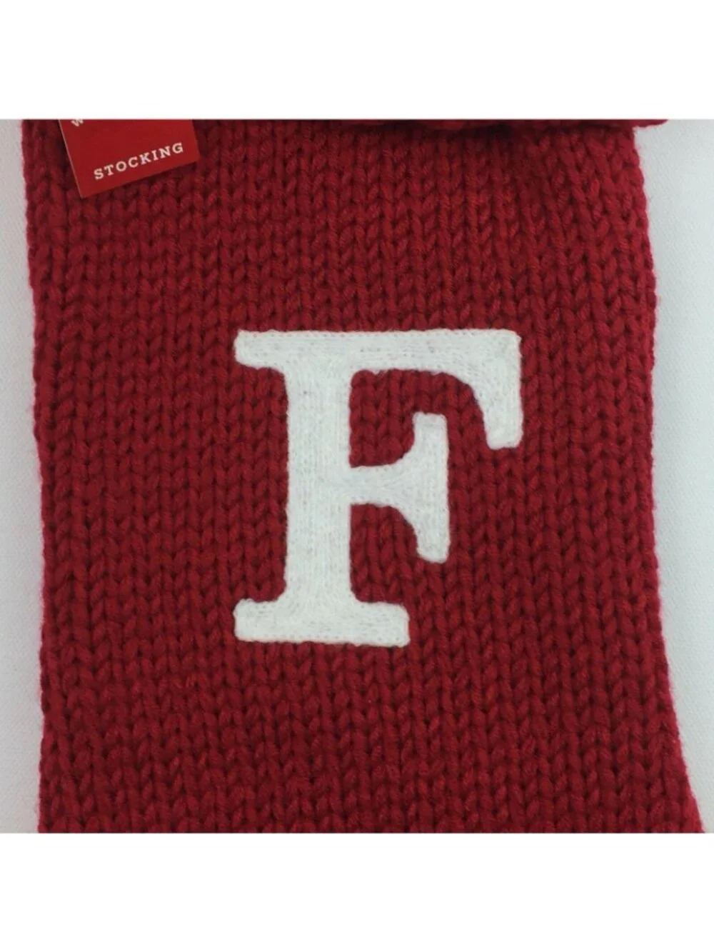 Red Knit Initial F Christmas Stocking w Cuff Wondershop